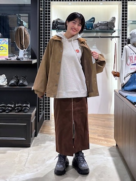 「PBLIM（ページボーイリム）の《UNISEX》ソフトスウェードブルゾン（ブルゾン）」を使った、kaeさん（レディース・163cm）の秋コーディネート