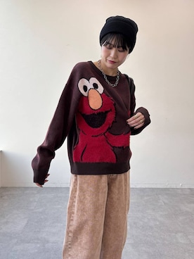 「ウエストゴム」｜「アイテム（帽子）」を使った、kaeさん（レディース・163cm）の冬コーディネート