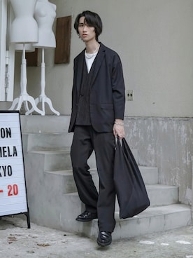 「MM6 Maison Margiela（ｴﾑｴﾑｼｯｸｽ ﾒｿﾞﾝ ﾏﾙｼﾞｪﾗ）のアイテム（バッグ）」を使った、Kazuさん（メンズ・178cm）の秋コーディネート