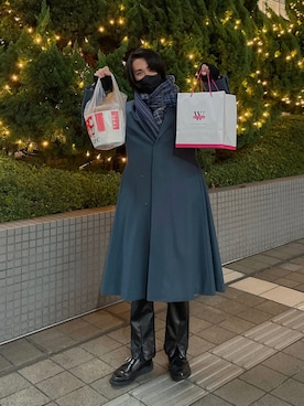 「LAD MUSICIAN（ラッドミュージシャン）のアイテム（チェスターコート）」を使った、Kazuさん（メンズ・178cm）の冬コーディネート