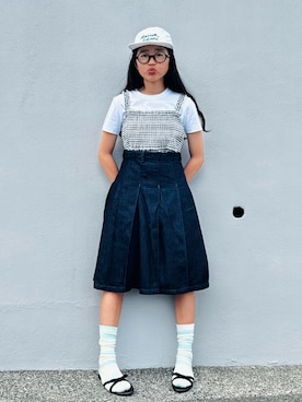 「Maison Kitsune（メゾンキツネ）のアイテム」を使った、かーちんさん（キッズ・147cm）の夏コーディネート