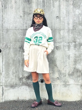 「アイテム（帽子）」を使った、かーちんさん（キッズ・142cm）の秋コーディネート