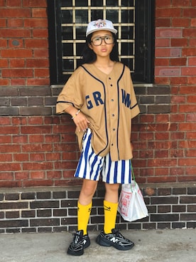 「アイテム（キャップ）」を使った、かーちんさん（キッズ・148cm）の夏コーディネート