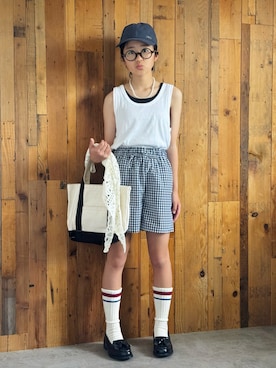 「THE SHINZONE（ザ　シンゾーン）のTHE SHINZONE/シンゾーン　トートバッグ　TOTE MEDIUM（トートバッグ、ブラック系）」を使った、かーちんさん（キッズ・146cm）の春コーディネート
