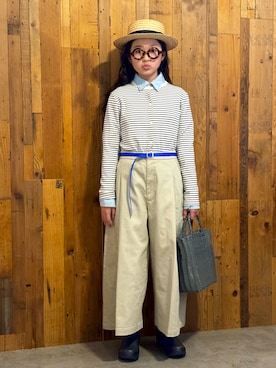 「アイテム（帽子）」を使った、かーちんさん（キッズ・144cm）の春コーディネート