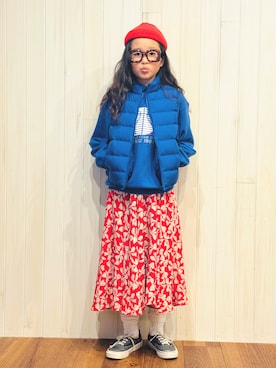 「アイテム（スカート）」を使った、かーちんさん（キッズ・142cm）の秋コーディネート