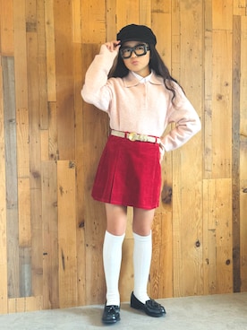 「アイテム（スカート）」を使った、かーちんさん（キッズ・142cm）の秋コーディネート