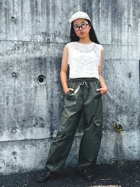「Maison Kitsune（メゾンキツネ）のアイテム」を使った、かーちんさん（キッズ・147cm）の夏コーディネート