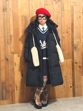 「アイテム（ダウンジャケット/コート）」を使った、かーちんさん（キッズ・144cm・10代）の冬コーディネート