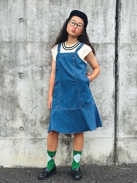 「アイテム（帽子）」を使った、かーちんさん（キッズ・140cm・10代）の夏コーディネート