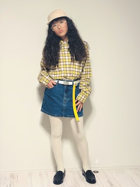 「アイテム（ファッション雑貨、ホワイト系）」を使った、かーちんさん（キッズ・150cm）の秋コーディネート
