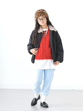 「H&M（エイチ・アンド・エム）のアイテム（帽子）」を使った、かーちんさん（キッズ・150cm）の秋コーディネート