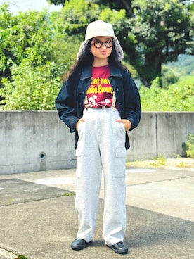 「アイテム（スウェットパンツ）」を使った、かーちんさん（キッズ・142cm）の秋コーディネート