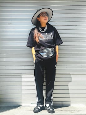 「NEW ERA（ニューエラ）のアイテム」を使った、かーちんさん（レディース・156cm）の夏コーディネート