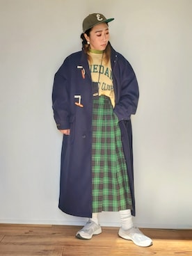 「タートルネック」｜「アイテム（ダッフルコート）」を使った、かーちんさん（レディース・156cm）の冬コーディネート
