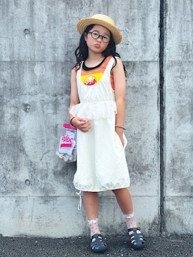 「アイテム（帽子）」を使った、かーちんさん（キッズ・140cm）の夏コーディネート