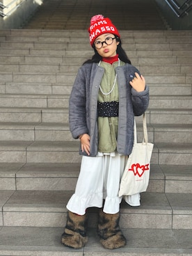 「アイテム（スカート）」を使った、かーちんさん（キッズ・144cm）の冬コーディネート