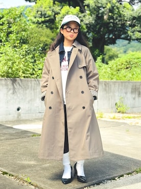 「アイテム（キャップ）」を使った、かーちんさん（キッズ・142cm）の秋コーディネート