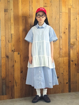 「GU（ジーユー）のアイテム（ワンピース/ドレス）」を使った、かーちんさん（キッズ・146cm）の春コーディネート