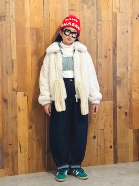 「アイテム（ファッション雑貨）」を使った、かーちんさん（キッズ・144cm）の冬コーディネート