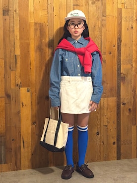 「THE SHINZONE（ザ　シンゾーン）のTHE SHINZONE/シンゾーン　トートバッグ　TOTE MEDIUM（トートバッグ、ブラック系）」を使った、かーちんさん（キッズ・145cm）の春コーディネート