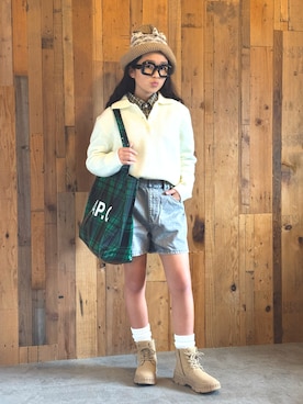 「アイテム（トートバッグ）」を使った、かーちんさん（キッズ・143cm）の秋コーディネート