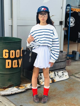 「アイテム（バッグ）」を使った、かーちんさん（キッズ・146cm）の春コーディネート