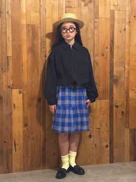 「西松屋（ニシマツヤ）のアイテム（帽子、ベージュ系）」を使った、かーちんさん（キッズ・145cm）の春コーディネート