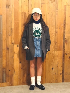 「アイテム（スカート）」を使った、かーちんさん（キッズ・143cm）の秋コーディネート