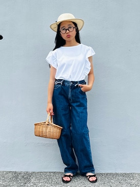 「H&M（エイチ・アンド・エム）のアイテム」を使った、かーちんさん（キッズ・147cm）の夏コーディネート