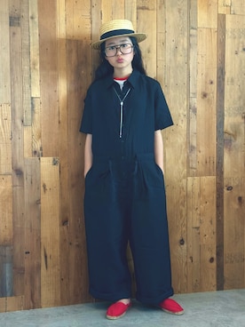 「GU（ジーユー）のアイテム（Tシャツ/カットソー、レッド系）」を使った、かーちんさん（キッズ・145cm）の春コーディネート