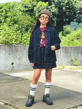 「アイテム（レッグウェア）」を使った、かーちんさん（キッズ・142cm）の秋コーディネート