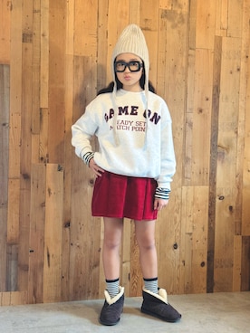 「アイテム（スカート）」を使った、かーちんさん（キッズ・142cm）の秋コーディネート