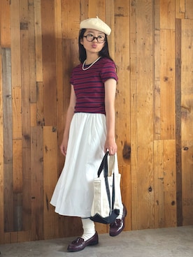 「THE SHINZONE（ザ　シンゾーン）のTHE SHINZONE/シンゾーン　トートバッグ　TOTE MEDIUM（トートバッグ、ブラック系）」を使った、かーちんさん（キッズ・146cm）の春コーディネート