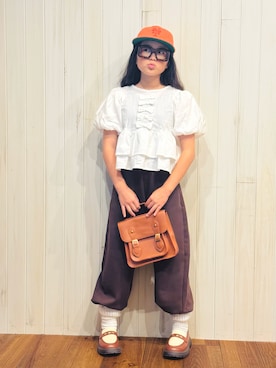 「アイテム（バッグ）」を使った、かーちんさん（キッズ・142cm）の秋コーディネート
