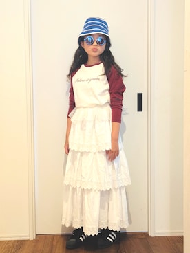 「アイテム（スカート）」を使った、かーちんさん（キッズ・141cm）の夏コーディネート