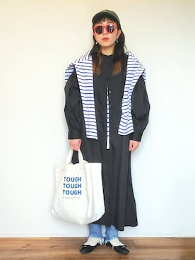 「春服デビュー宣言」｜「アイテム（シャツワンピース）」を使った、かーちんさん（レディース・156cm）の春コーディネート