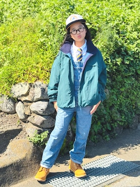 「LOWRYS FARM（ローリーズファーム）のアソートネクタイ　 148332（ネクタイ、イエロー系）」を使った、かーちんさん（キッズ・150cm）の秋コーディネート