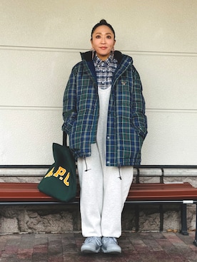 「Barbour（バブアー）のアイテム」を使った、かーちんさん（レディース・156cm）の冬コーディネート