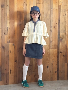 「adidas（アディダス）のStadt / アディダスオリジナルス adidas Originals（スニーカー、グリーン系）」を使った、かーちんさん（キッズ・145cm）の春コーディネート