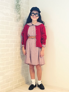 「アイテム（ワンピース）」を使った、かーちんさん（キッズ・142cm）の秋コーディネート