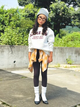 「アイテム（帽子）」を使った、かーちんさん（キッズ・142cm）の秋コーディネート