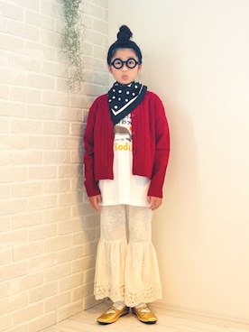 「アイテム（バレエシューズ）」を使った、かーちんさん（キッズ・165cm）の秋コーディネート