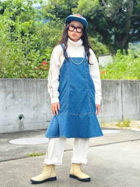 「アイテム（帽子）」を使った、かーちんさん（キッズ・142cm）の秋コーディネート