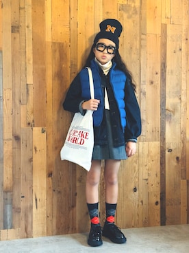 「アイテム（バッグ）」を使った、かーちんさん（キッズ・143cm）の秋コーディネート