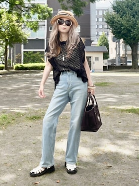 「U.S. POLO ASSN.（ユーエスポロアッスン）の【U.S. POLO ASSN.】 ユーエスポロアッスン キャンバス ロゴトートバッグS　US1862＊（トートバッグ）」を使った、noah🐈さん（レディース・155cm）の夏コーディネート