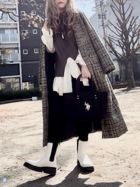 「SUGAR BISKET（シュガービスケット）のアイテム（その他アウター）」を使った、noah🐈さん（レディース・155cm）の冬コーディネート