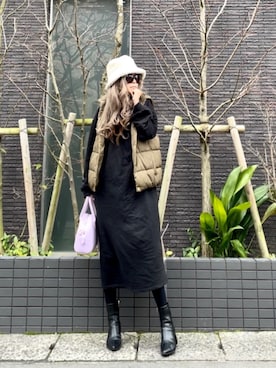 「GUコーデ」｜「アイテム（ワンピース）」を使った、noah🐈さん（レディース・155cm）の冬コーディネート