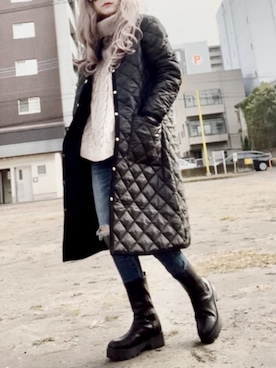 「Traditional Weatherwear」｜「アイテム（ノーカラーコート）」を使った、noah🐈さん（レディース・155cm）の冬コーディネート