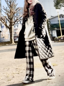 「Traditional Weatherwear」｜「アイテム（ノーカラーコート）」を使った、noah🐈さん（レディース・155cm）の冬コーディネート